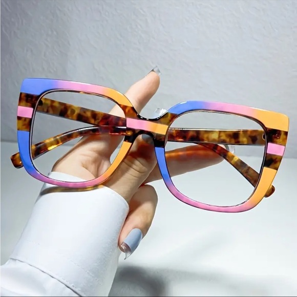 NEW ANTI BLUE LIGHT BLOCKING EYEGLASSES LEOPARD COLORBLOCK EYESTRAIN - Picture 4 of 4